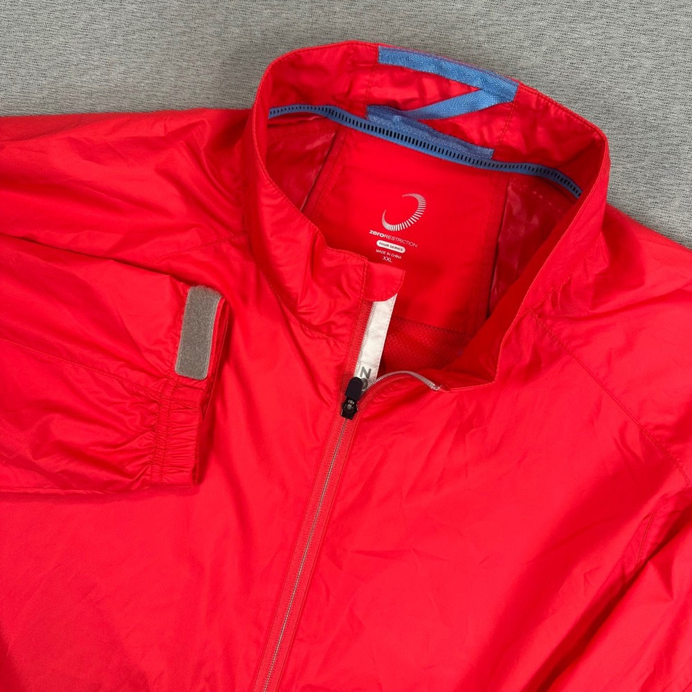 Zero Restriction Tour Series Windbreaker Jacket Mens XXL Red Full Zip Golf EUC